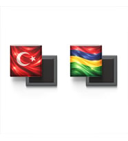 Buzdolap Magnetleri - Mauritius Bayrağı ve Türk Bayrağı - 2'li Set Magneti
