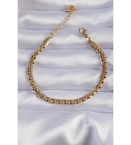 Çelik Gold Renk Sık Örme Model Zincir Bileklik