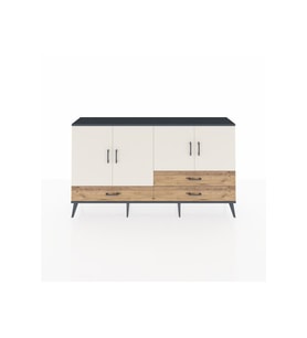 Arges Konsol 5 Raflı 3 Çekmeceli 4 Kapaklı 176x30x99 Antrasit-Aytaşı/Çam