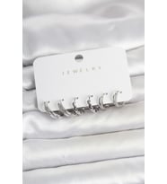 Pirinç Gümüş Renk Kadın Küpe Seti 5886 - GLST6198-6958