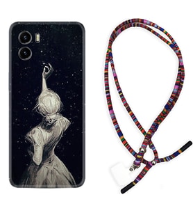 Vivo Y15S Y32 Y33S Y51 Y53S Kılıf Boyun Asklı Rasta Silikon Star Woman 1332