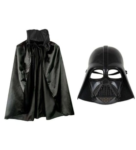 Çocuk Boy Yıldız Savaşları Wars Darth Vader Maskesi Ve 90 Cm Pelerin Seti Siyah