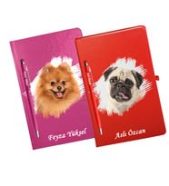 Kişiye Özel Köpek Tasarımlı İkili Defter Kalem Hediye Seti