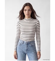 LCW Modest Kahverengi Dik Yaka Çizgili Kadın Body