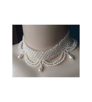 El Emeği Özel Tasarım Choker İnci Kolye (Beyaz)