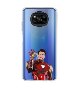 Poco X3 Pro Uyumlu Iron Man Desenli Şeffaf Telefon Kılıfı