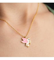 925 Ayar Gümüş Gold Kanatlı At Kadın Kolye