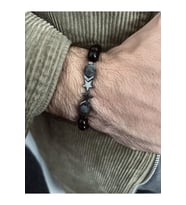 Unisex Metal Yıldız Detaylı Çok Şık Doğal Taş Bileklik