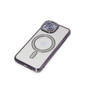 ERTAN iPhone 13 Kılıf Joke Simli Magneticsafe Kılıf - Derin Mor
