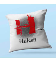 Kişiye Özel H Harfi Temalı Karakter Tasarım Saten Kare Yastık (Beyaz)