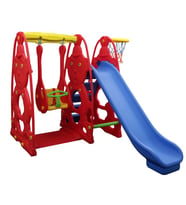 Sevimli Teddy Kaydıraklı Salıncak Set A (Kırmızı-Mavi)