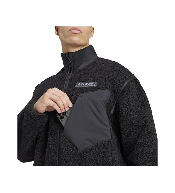 adidas Xpl Pile Fl Jkt Erkek Outdoor Polar Ceket IZ4995 Siyah