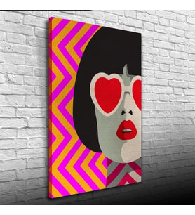 Kırmızı Gözlüklü Kadın Kanvas Tablo 50 x 70