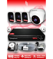 Bayicam 4 Kameralı Zebra 1 İç Kamera Set 2 TB 5 MP Full HD Gece Görüşlü Güvenlik Kamerası Sistemi