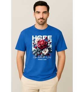 Erkek - Kadın %100 Pamuk Hope Gül Desenli Baskılı Yarım Kollu Bisiklet Yaka T-Shirt