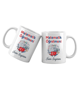 Kişiye Özel Matematik Öğretmeni Kupa Bardak – İsim Yazılı Matematik Öğretmeni Meslek Kupası Öğretmen Hediyesi (Beyaz)