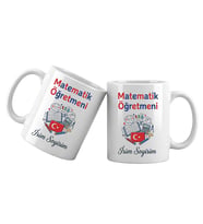 Kişiye Özel Matematik Öğretmeni Kupa Bardak – İsim Yazılı Matematik Öğretmeni Meslek Kupası Öğretmen Hediyesi (Beyaz)