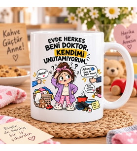 Kendimi Unutuyorum Esprili Anne Baskılı Kupa – Yoğun Ev Hayatı Hediyesi