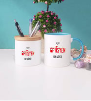 Optisyen Kupa Bardak Mavi ve Kalemlik
