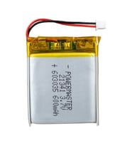 Powermaster 3.7 Volt 600 Mah Lityum Polimer Şarjlı Pil 6X30X35 mm Akıllı Saat Kulaklık Pili