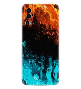 General Mobile GM 23 Kılıf Silikon Desen Özel Seri Orange Blue Color 1665