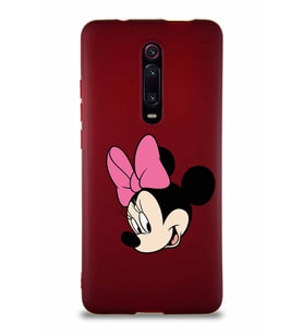 Xiaomi Redmi K20 Pro Soft Premier Kapak Minnie Mouse-B Tasarımlı Silikon Kılıf - Mürdüm (Şeffaf)