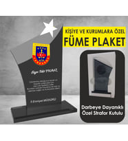 Füme Kristal Plaket - Yıldızlı - Kişi ve Kurumlara Özel - Darbeye Dayanıklı Strafor Kutulu
