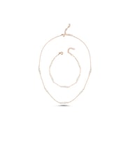 Zincirli Çıtır Doğal İncili Kolye Bileklik İkili Set (Rose)