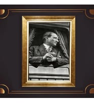 Altın Varaklı Çerçeveli Paspartulu Atatürk Tablo z4868 (Gold)
