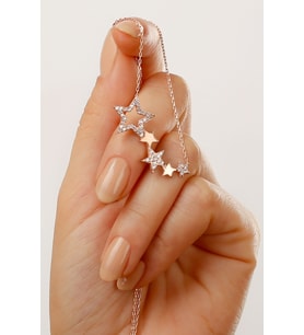 925 Ayar Gümüş Yıldızlı Kolye ( Rose Gold )