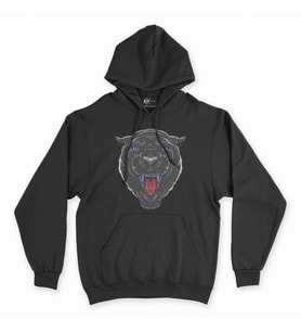 Mavi Gözlü Panter Siyah Kapşonlu Sweatshirt Hoddie