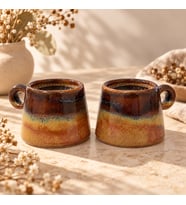 El Yapımı Seramik 2'li Türk Kahvesi Espresso Fincan Set