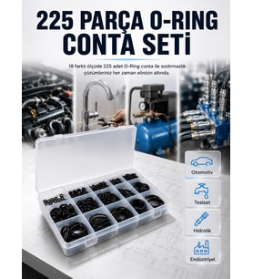 18 Ölçü O-Ring Conta Seti Otomotiv, Tesisat ve Hidrolik İçin Kauçuk Conta Kiti