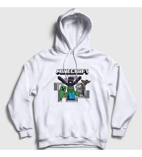 Presmono Unisex Beyaz Squad Oyun Minecraft Kapüşonlu Sweatshirt 369637tt