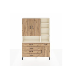 Arges Gardrop 8 Raflı 5 Çekmeceli 3 Kapaklı 132x30x195 Aytaşı-Çam