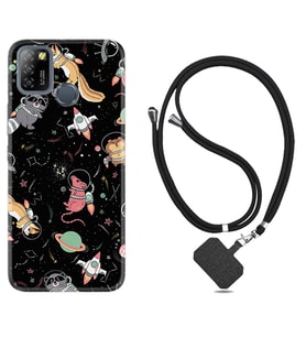 INFINIX Smart 4 5 6 Zero 8 S5 Pro Kılıf Boyun Askılı Silikon Planet Animals 1771