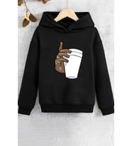 Çocuk Tupac Coffee Baskılı Sweatshirt (Siyah)
