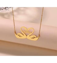 Kişiye Özel Kuğu Detaylı İsim Kolye 925K Gümüş (Gold)