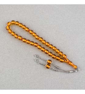Ateş Kehribar Alpaka Püsküllü Kapsül Kesim 7.5x11mm Tesbih - Bal Köpüğü