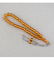 Ateş Kehribar Alpaka Püsküllü Kapsül Kesim 7.5x11mm Tesbih - Bal Köpüğü