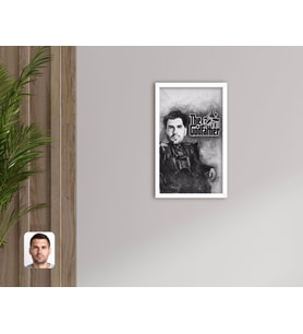 BK Gift Kişiye Özel Godfather Baba Karikatürlü Dekoratif Ahşap Beyaz Çerçeveli Tablo-19