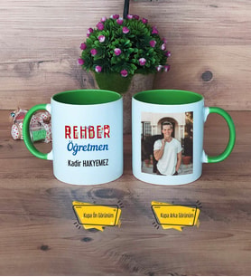Rehber Öğretmen Kupa Bardak Yeşil Fotoğraflı Öğretmenler Günü Hediyesi