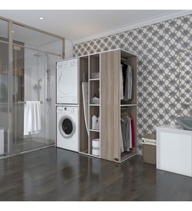 Kenzlife çamaşır-kurutma makinesi dolabı ve giysi dolabı kazvini sağ crd 180*160*60  banyo (Beyaz)