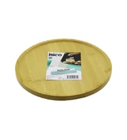 YUVARLAK=24.5CM AYAKLI=4CM KENARLI YÜZEY AHŞAP BAMBU SUNUM TEPSİSİ - MİNİ SOFRA (4887)