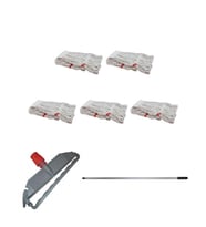 Geniş Yedek Islak Paspas Mop Takımı Seti - 5 Adet Geniş Islak Mop Başlığı  + Metal Sap + Mop Tutucu