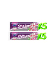 Büzgülü Çöp Torbası Çilek Kokulu 5 Büyük ve 5 Orta Boy Set