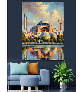 Ayasofya Camii Yansıma Manzarası Dekoratif Kanvas - Mdf Ahşap Tablo