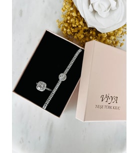 Love 2'li Set Bileklik Yüzük Set Sevgiliye Kız Arkadaşa Hediye (Silver)