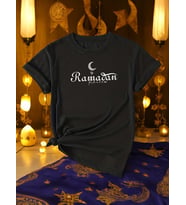 Beyaz Ramadan Kareem Baskılı Tasarım Tshirt (Siyah)