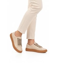 Pierre Cardin Krem Bağcıklı Kaymaz Taban Kadın Casual Ayakkabı PC-55071 Z